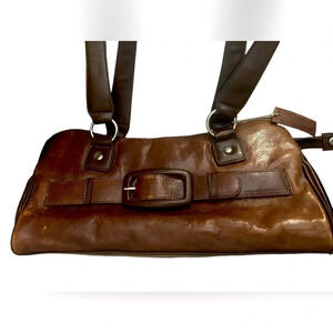Arnold Churgin vintage brown bigger buckles  purse in excellent condition